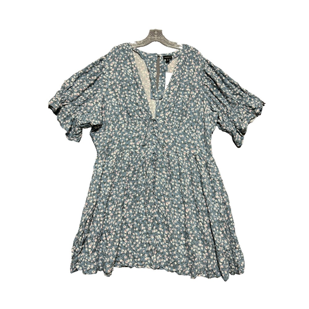 Torrid Cottagecore Mini Dress Size 20 Windy Floral Ruffle Sleeve Button Bodice - Picture 1 of 14